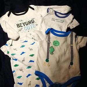 Onesies 4 pack white/blue newborn